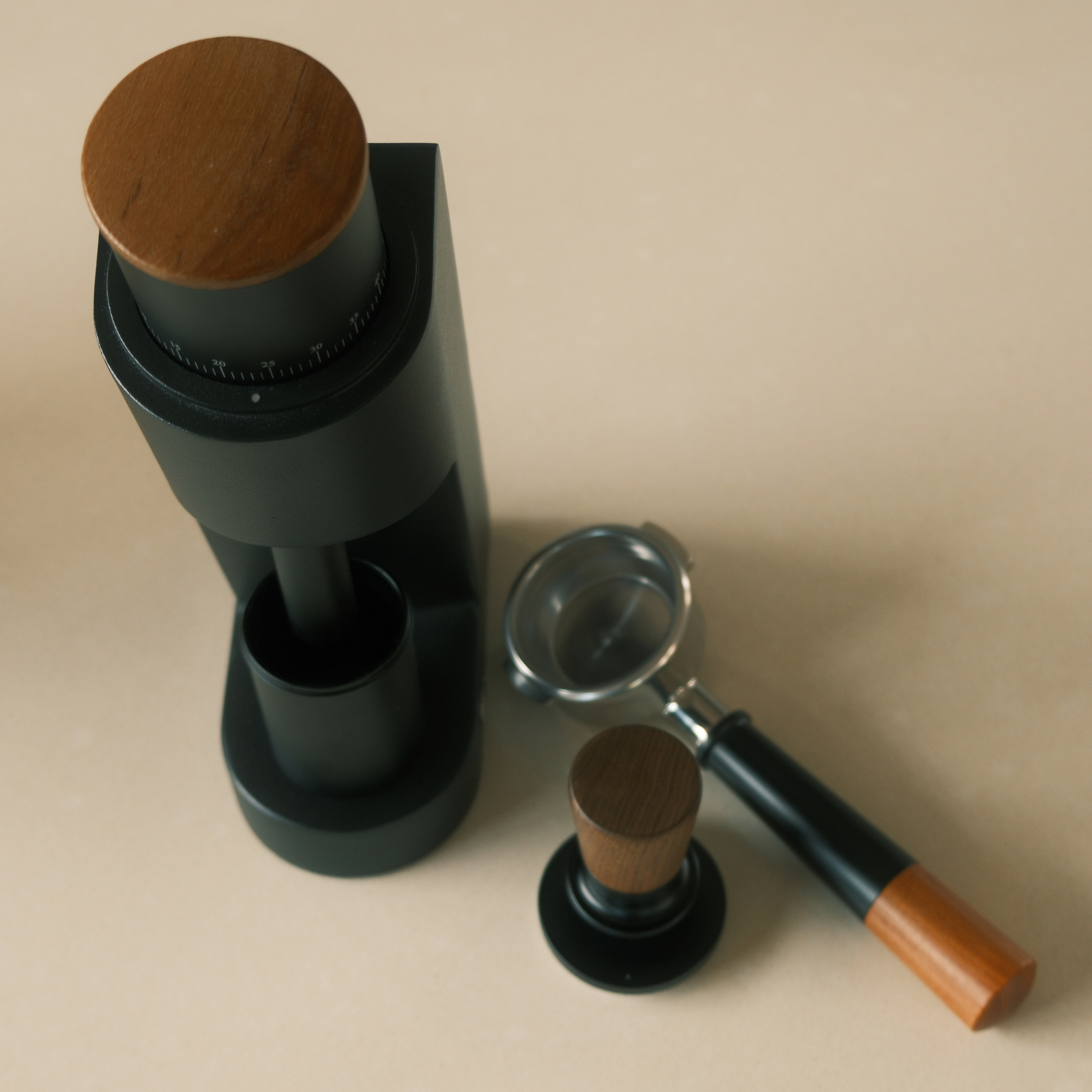 58mm Dual-Spring Self-Levelling Coffee Tamper — Black Walnut