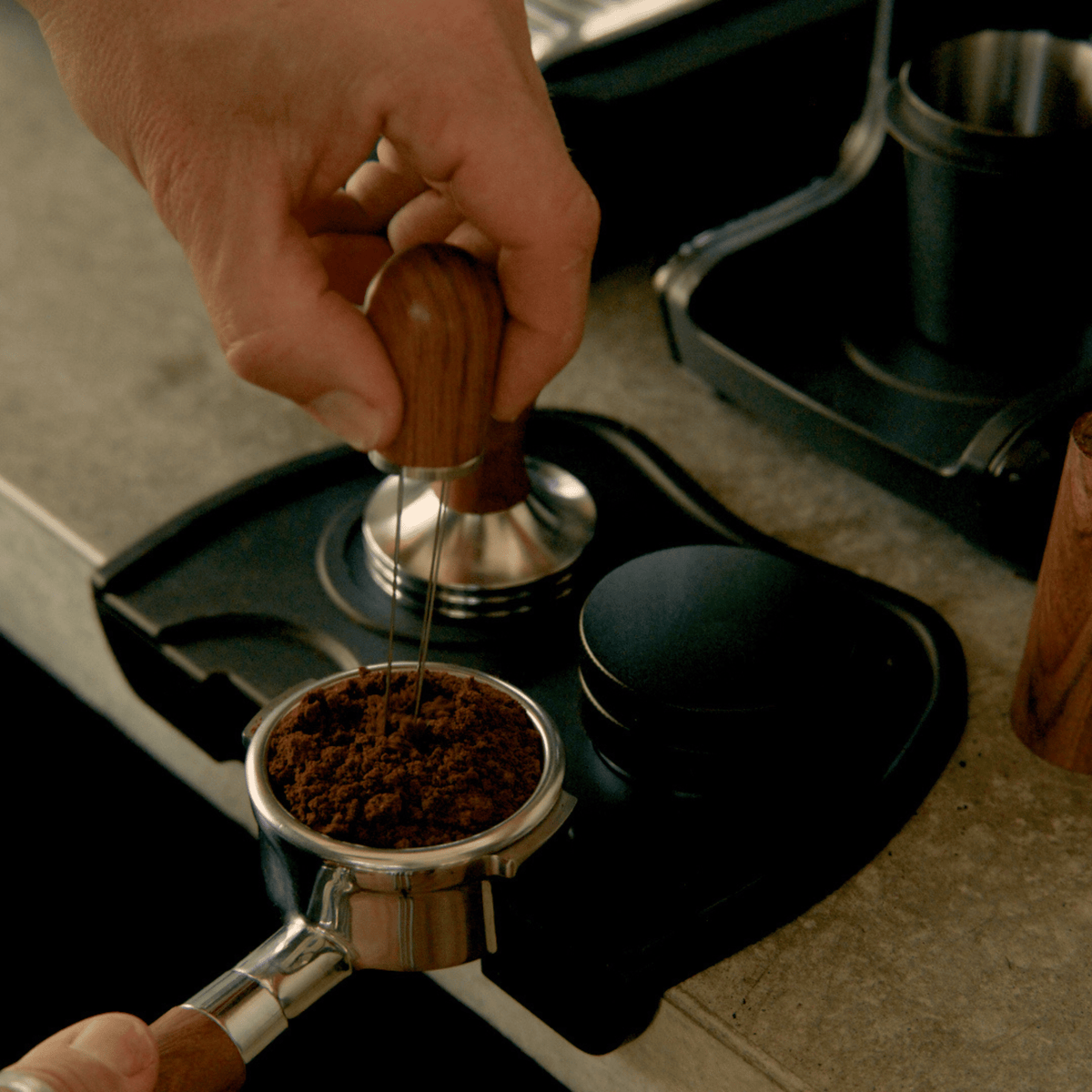 Almond Coffee Distributor Needle With Stand β lifestyle shot