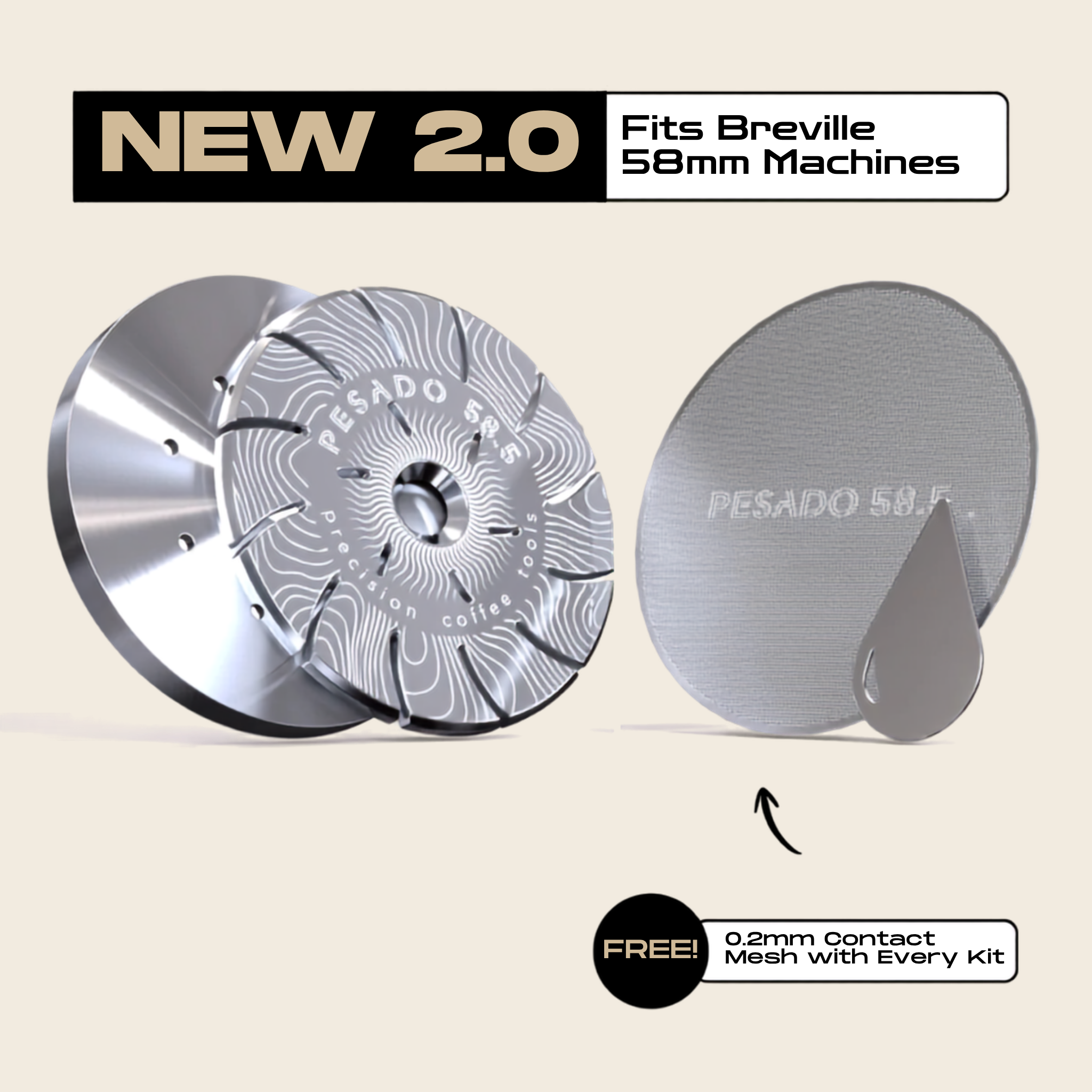 Pesado V2 HD High Diffusion Shower Screen - Breville 58mm | Dual Boiler & Oracle