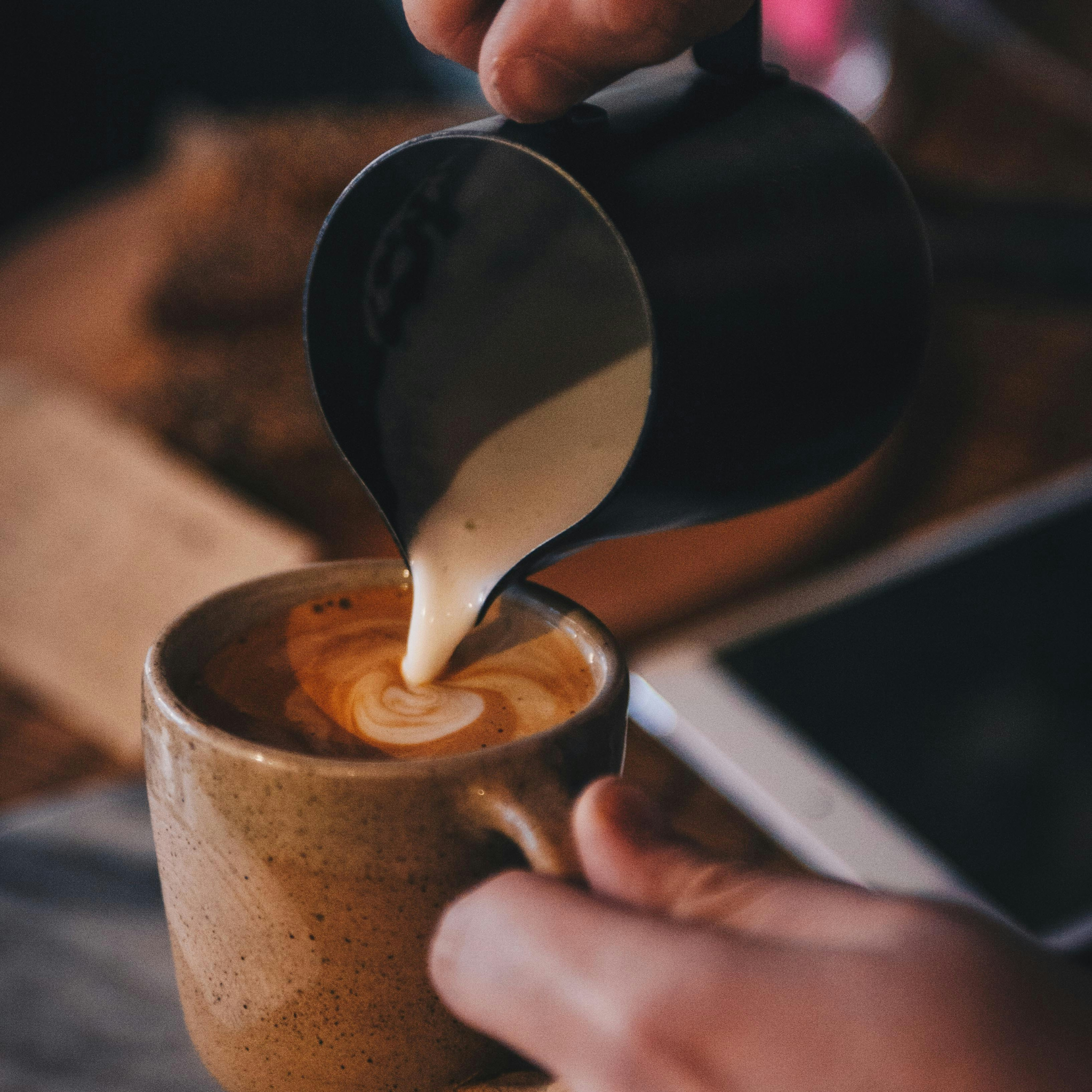 Espresso Milk Frothing Jug - 420ml - Black — lifestyle shot
