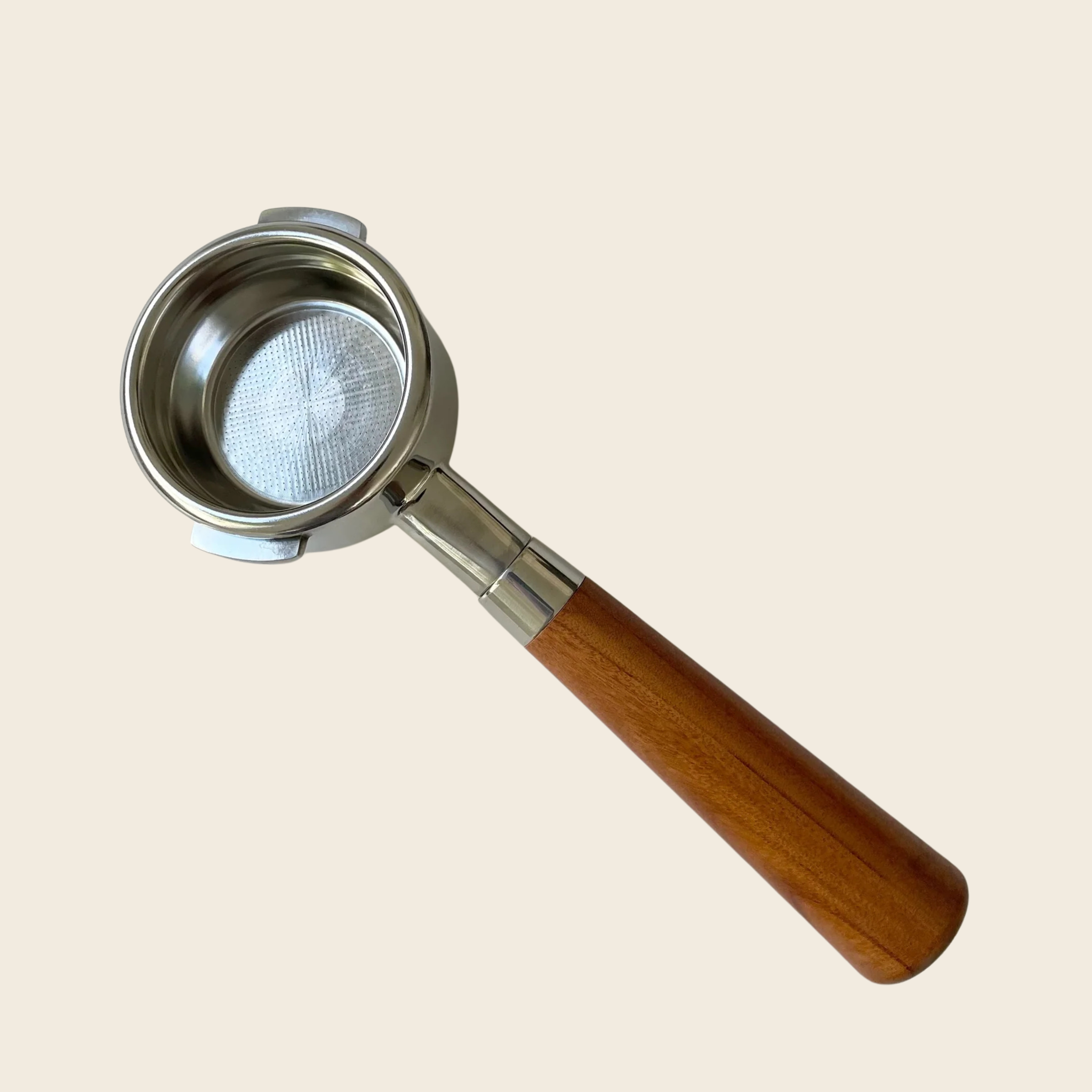 Nuova 58mm - Bottomless Portafilter - Almond Solid Wood — front view