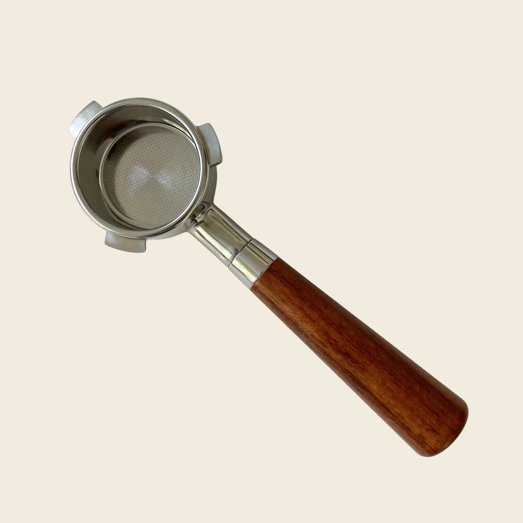 Sage/Breville 54mm - Bottomless Portafilter - Almond Solid Wood — front view