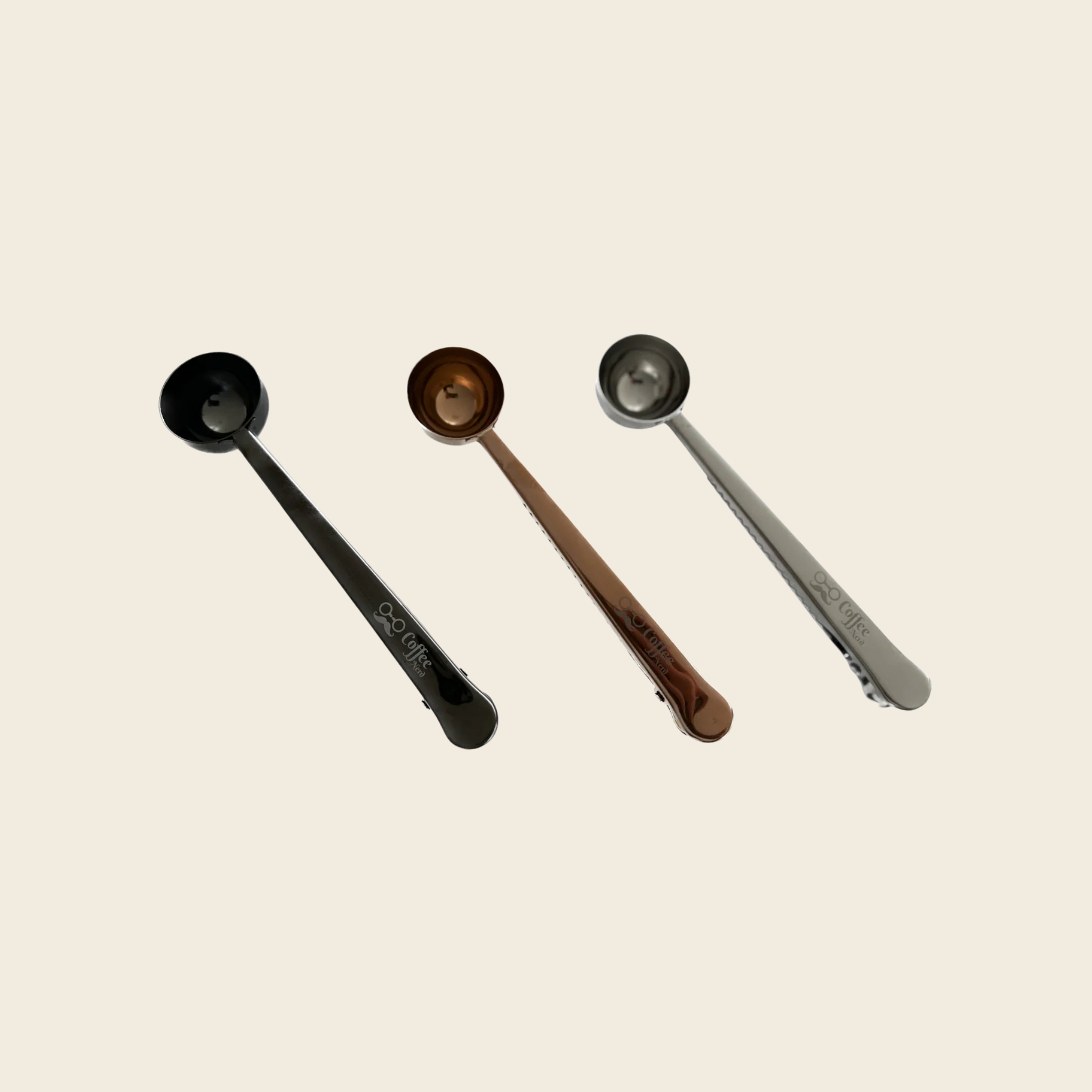 2-in-1 Coffee Bean Spoon & Bag Clip — front view