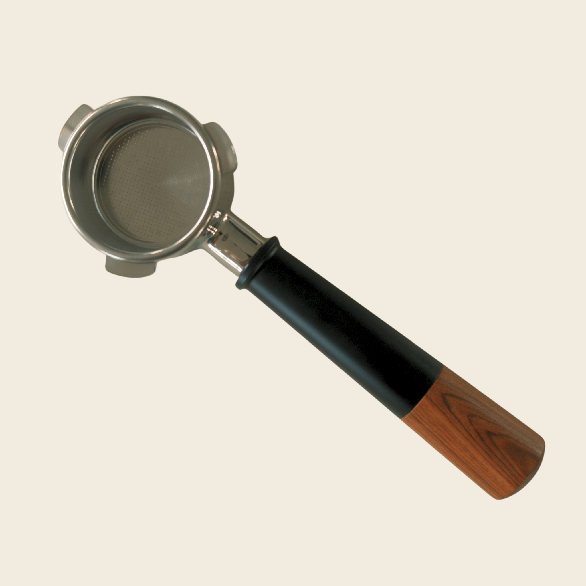 Breville 54mm Bottomless Portafilter – Aluminium & Rosewood Handle — front view