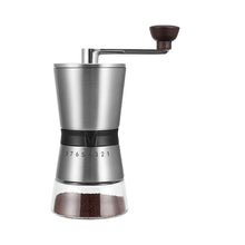 Load image into Gallery viewer, Manual coffee grinder with ceramic burrs and glass grounds container
